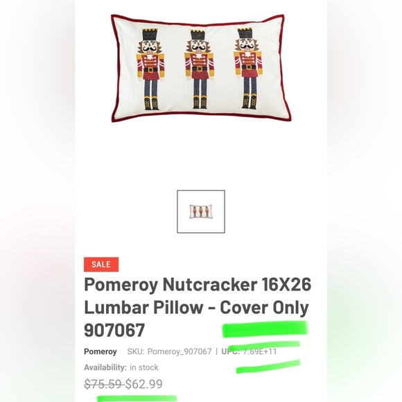 NEW—Pomeroy Collection Nutcracker Lumbar Pillow 16x26 907371 - Picture 5 of 16